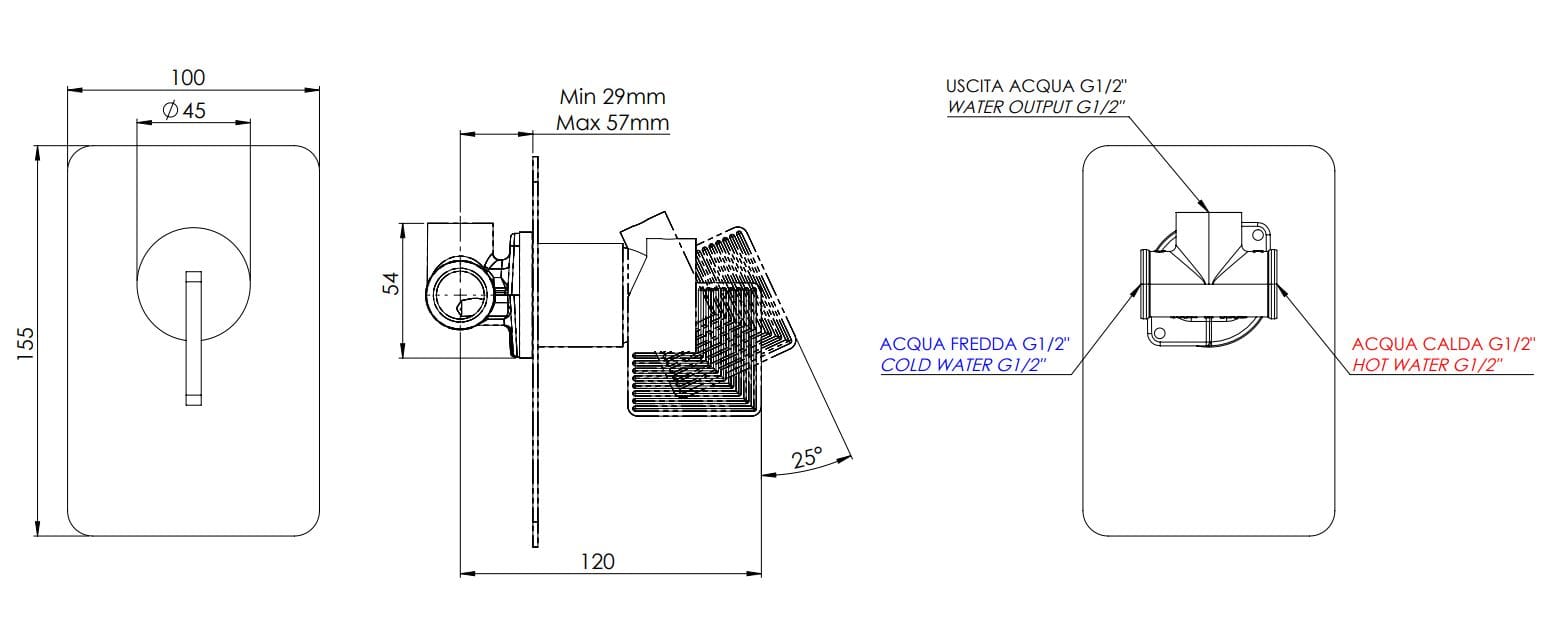 Однорычажный смеситель для душа с пластиной Daniel Rubinetterie Stellar ARCH-00093499 - Вид №2