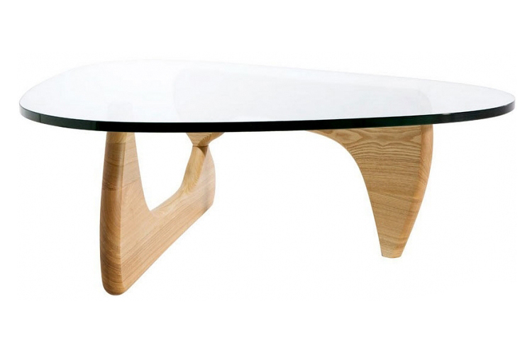 Журнальный столик стеклянный с основанием орех Isamu Noguchi Style Coffee Table SOHO DESIGN ISAMU NOGUCHI 131569 Орех;коричневый;прозрачный  - Вид №1