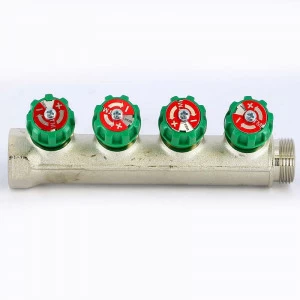 Коллектор НВ 3/4" с вентилями никелированный TIEMME 4 выхода 1/2"Н 36мм