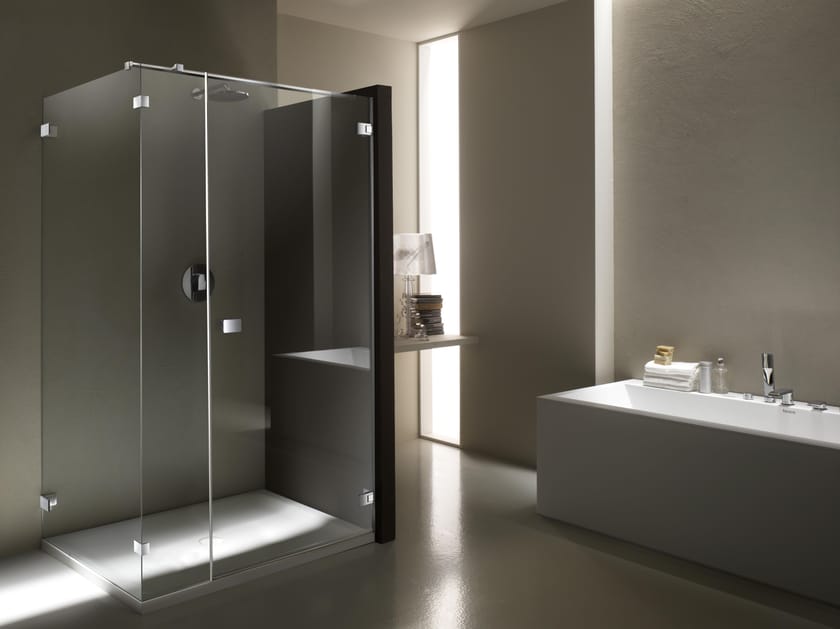 Угловая душевая кабина из закаленного стекла с распашной дверью Provex Industrie X-Line ARCH-00022339