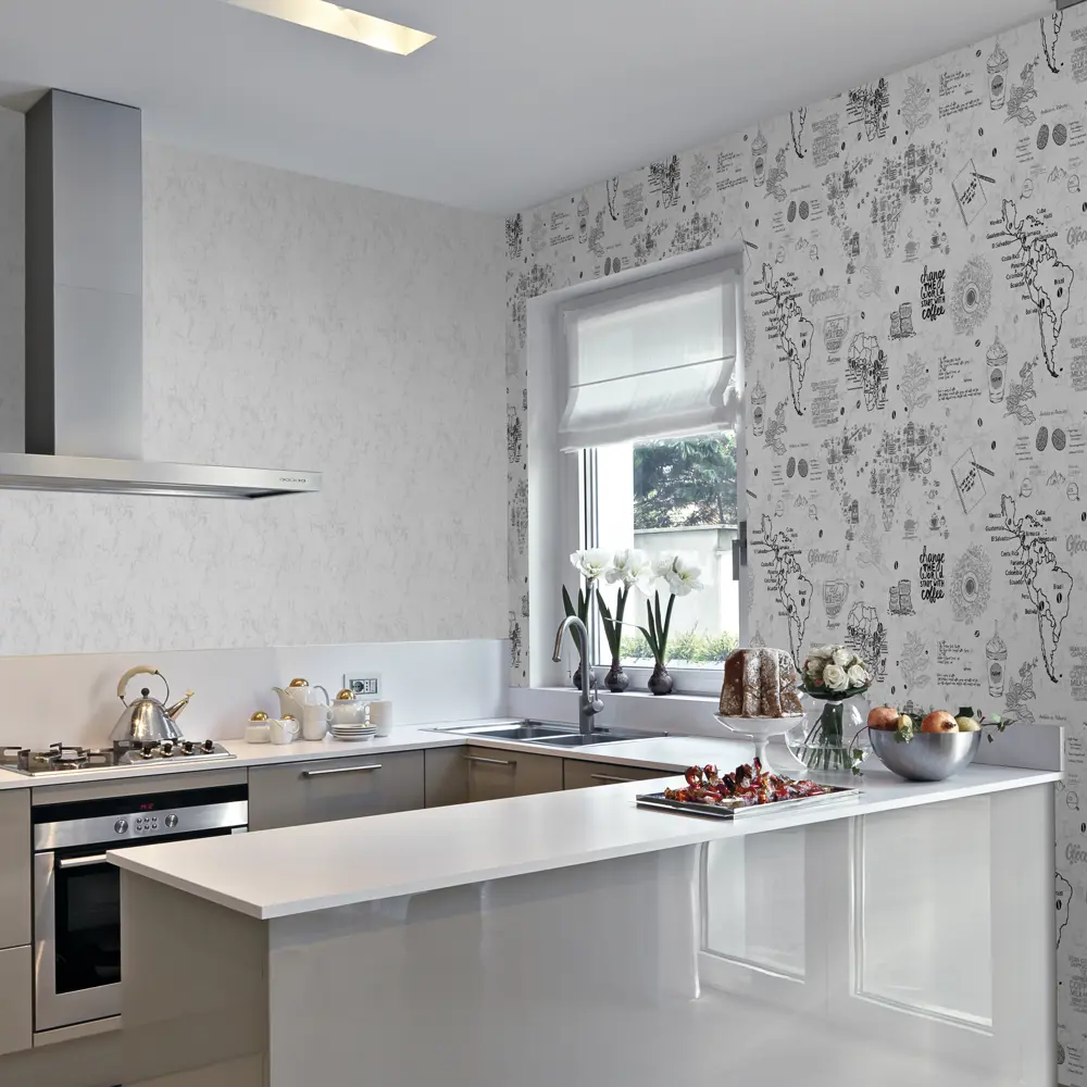 Обои флизелиновые Ateliero Coffee белые 1.06 м 888611 STLM-2007557 - Вид №3