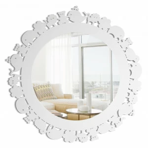 Зеркало круглое детское белое в раме с животными Animalier BONESSI SWAROVSKI 049450 Белый