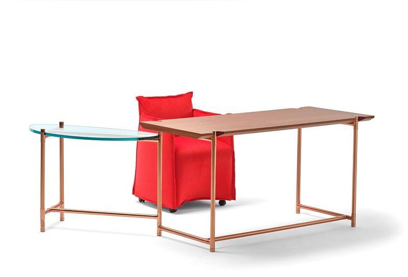 EPÒNIMO Угловой стол из меди, дуба и стекла Big sur Bs002  - Вид №2