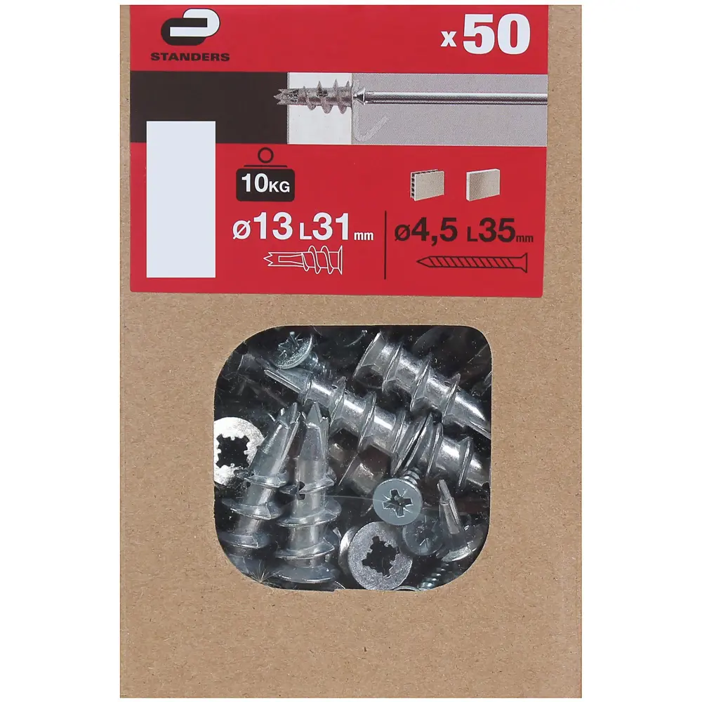 Дюбель дрива Standers 13x31 мм, с саморезом, металл, 50 шт. 81950476 STLM-2030923  - Вид №3