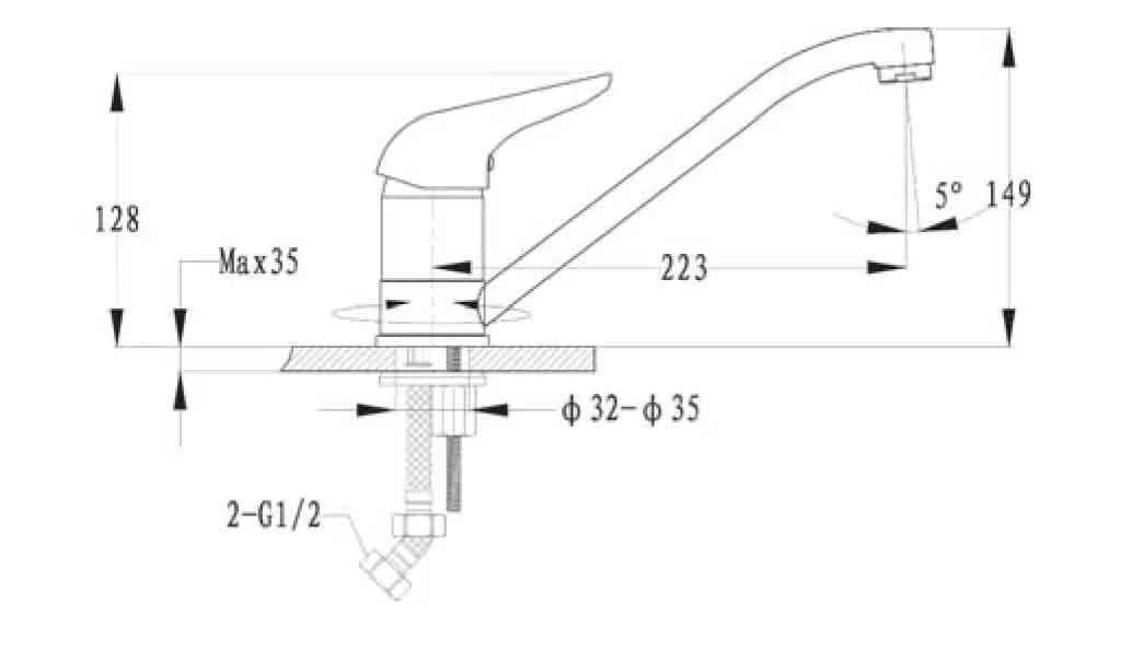 Кухонный смеситель 2124 черный GranFest  - Вид №1