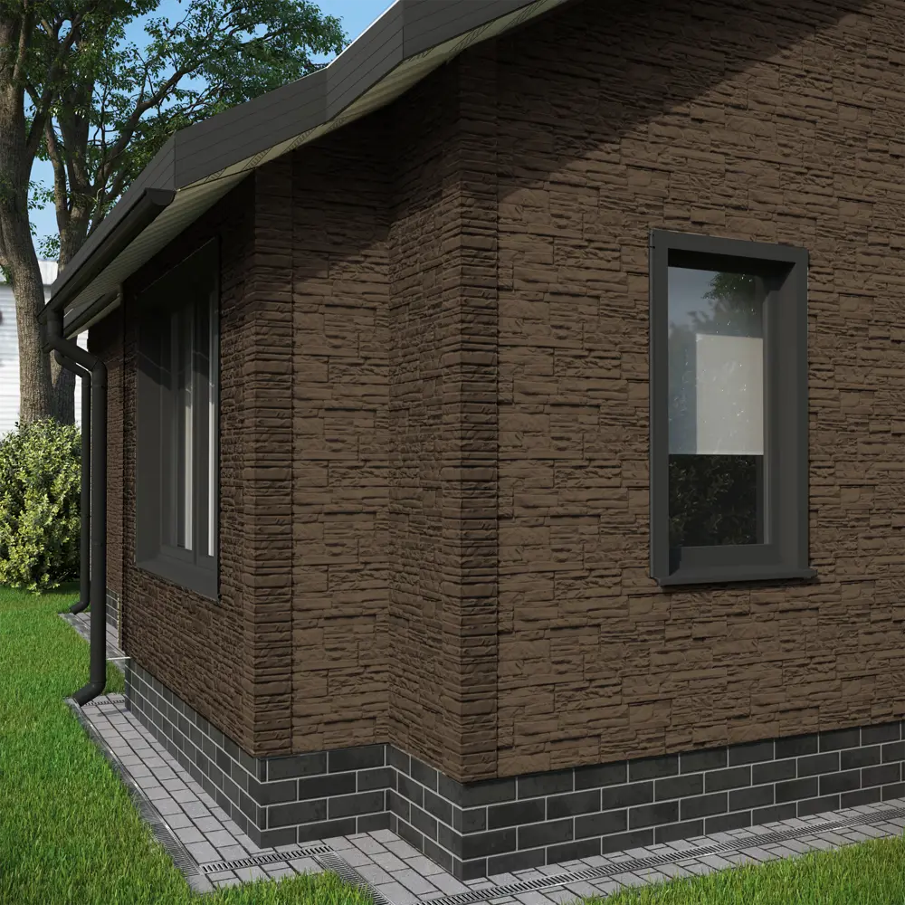Фасадная панель Docke Dacha Скала камень 1.19 м 0.44 м² темно-коричневый DÖCKE Алтай STLM-2036136 - Вид №3