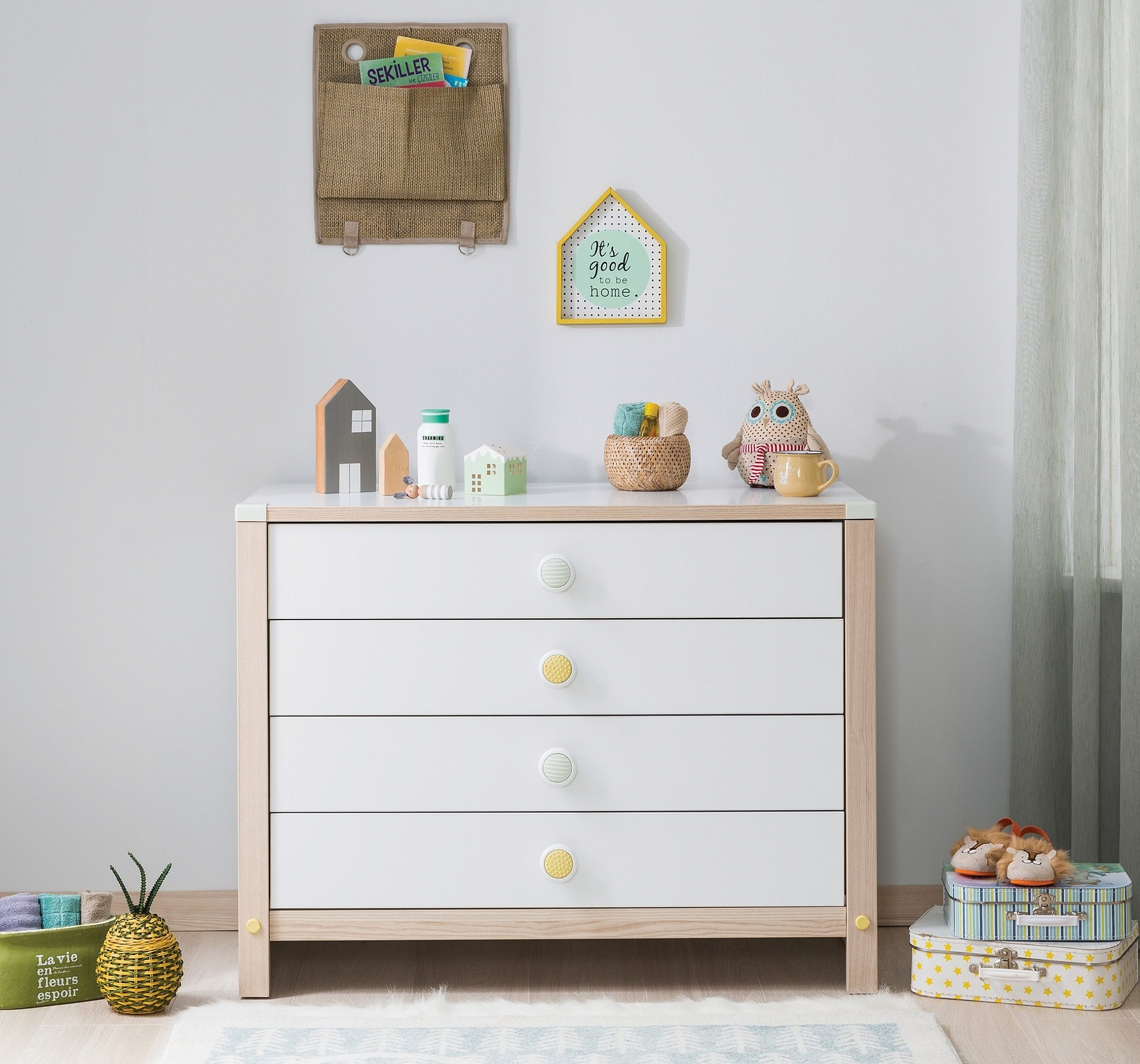 Комод детский белый с 4 ящиками Montessori CILEK MONTESSORI 00-3832248 Белый Santreyd  - Вид №1