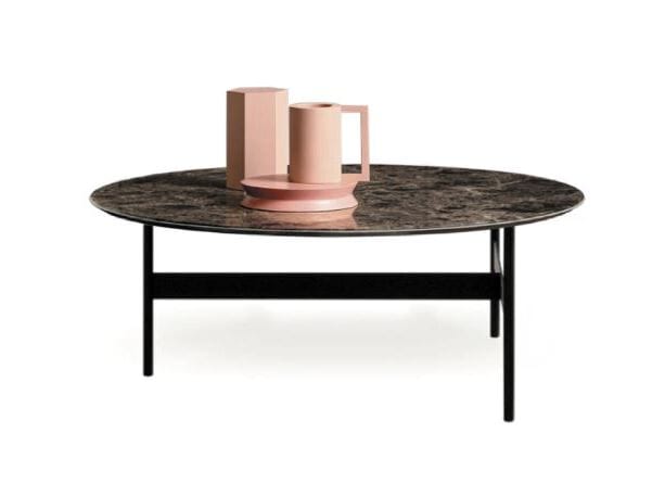 Круглый стеклянный журнальный столик с мраморным эффектом Devina Nais TETRIS ARCH-00088410