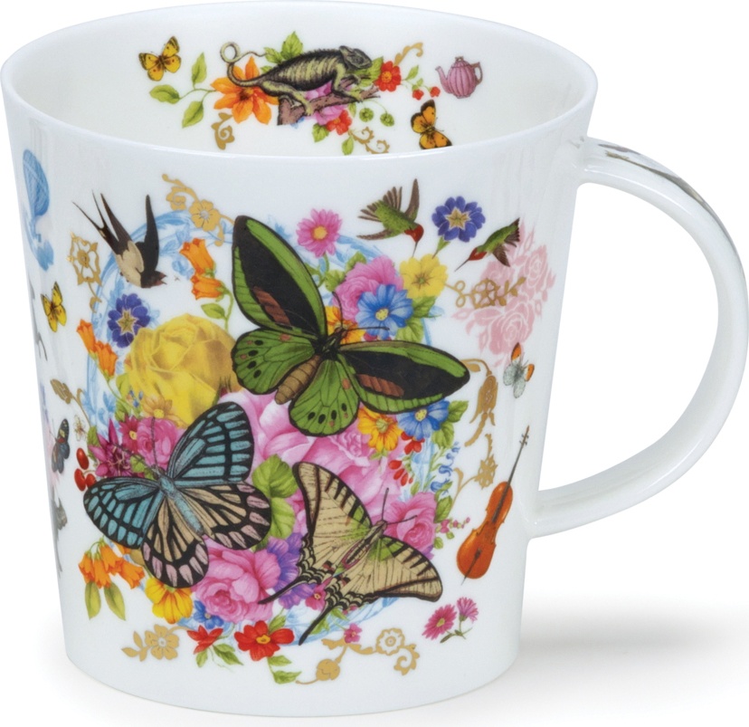 10619622 Dunoon Кружка Dunoon "Экзотические бабочки.Кернгорм" 480мл Фарфор костяной 
