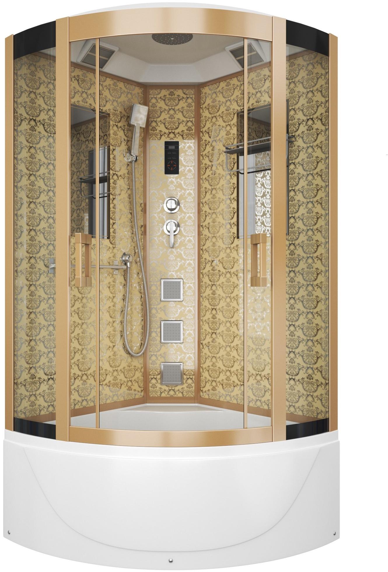 Душевая кабина NG-7790G (900x900х2150) высокий поддон стенки ЗОЛОТО Niagara Luxe 7790 G