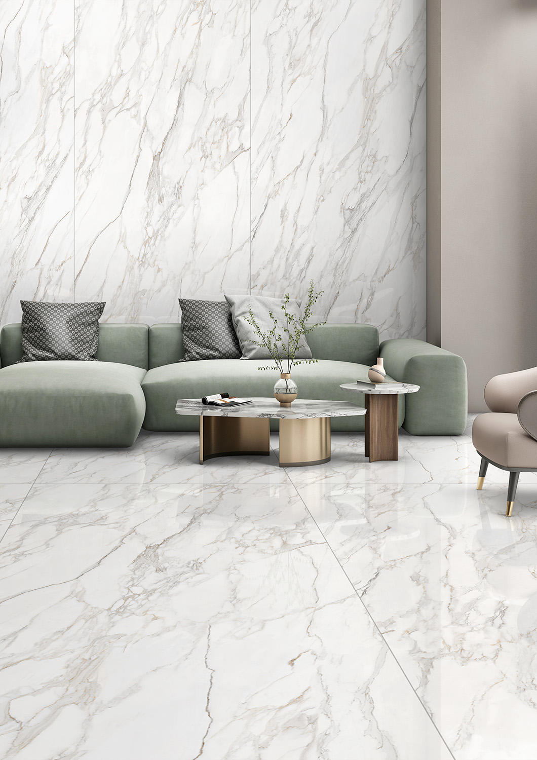 Бесконечная элегантность: керамический слэб CARRARA BIANCO STP-ST188 INCOLOR Double Polished - Вид №3