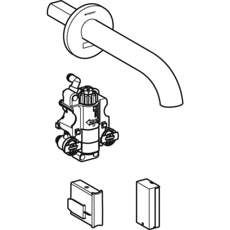 116.264.21.1 Смеситель для раковины Geberit Piave, настенный монтаж, питание от батарей, с функциональным блоком для скрытого монтажа Geberit  - Вид №7
