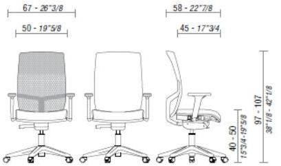 ESTEL GROUP Поворотное офисное кресло из ткани с 5 спицами Easy b sun-id-1484046 - Вид №5