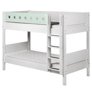 Кровать Flexa White двухъярусная с лестницей, 190 см, белая с мятным