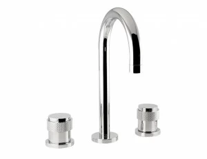 071401.P00.00 Раковина с тремя отверстиями и декорированным латунным кольцом Золото 24К