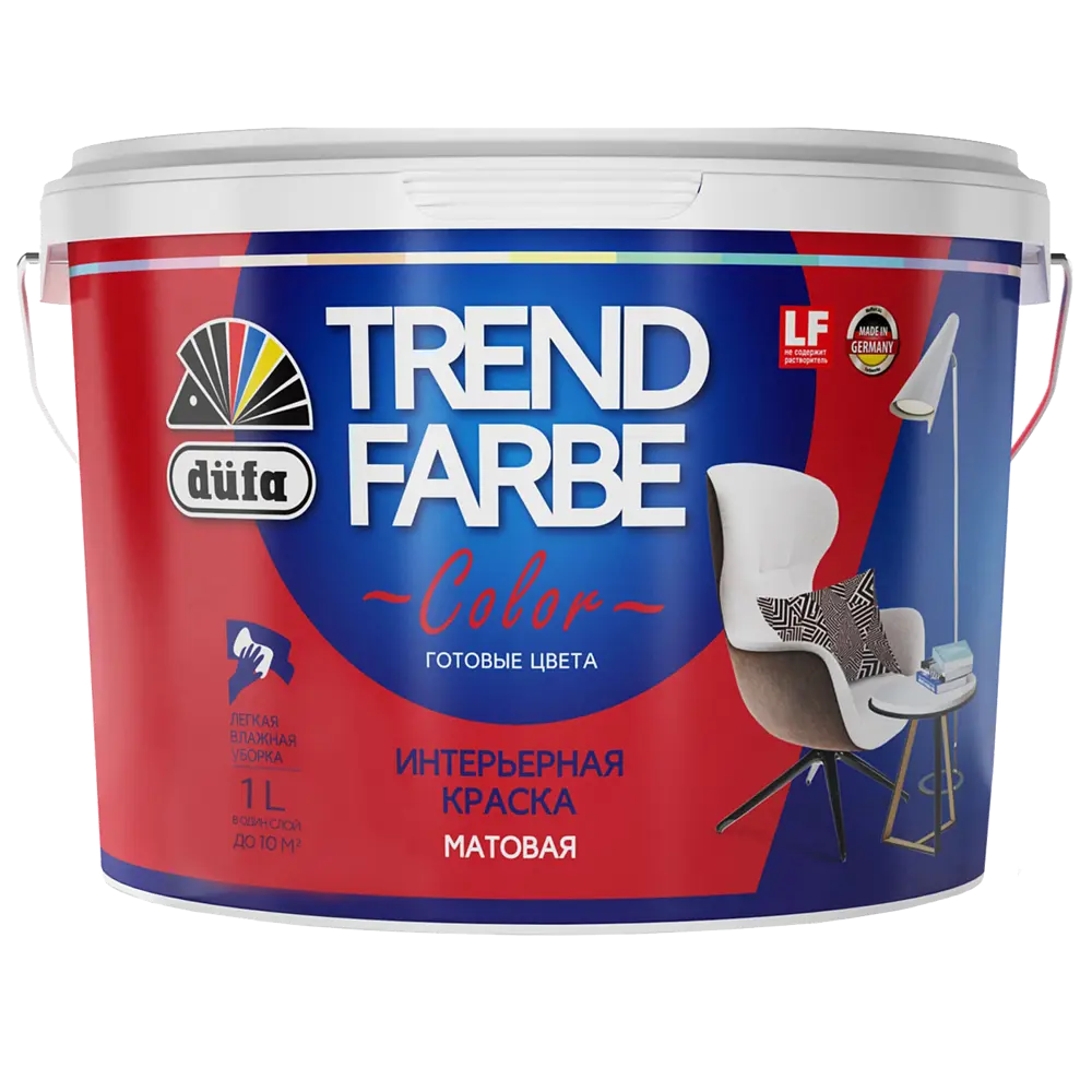 Краска для стен и потолков Trend Farbe цвет Ализариновый красный 1 л Dufa STLM-2056676 - Вид №1