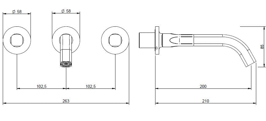 Латунный настенный смеситель для раковины с 3 отверстиями Rubinetterie Treemme Appia ARCH-00045063 - Вид №1