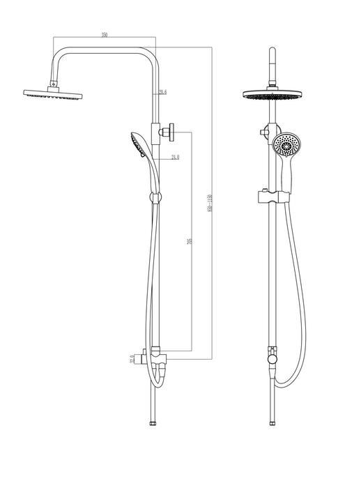 2403F21M76 Душевой гарнитур с вер*ней лейкой Milardo Shower Set  - Вид №5