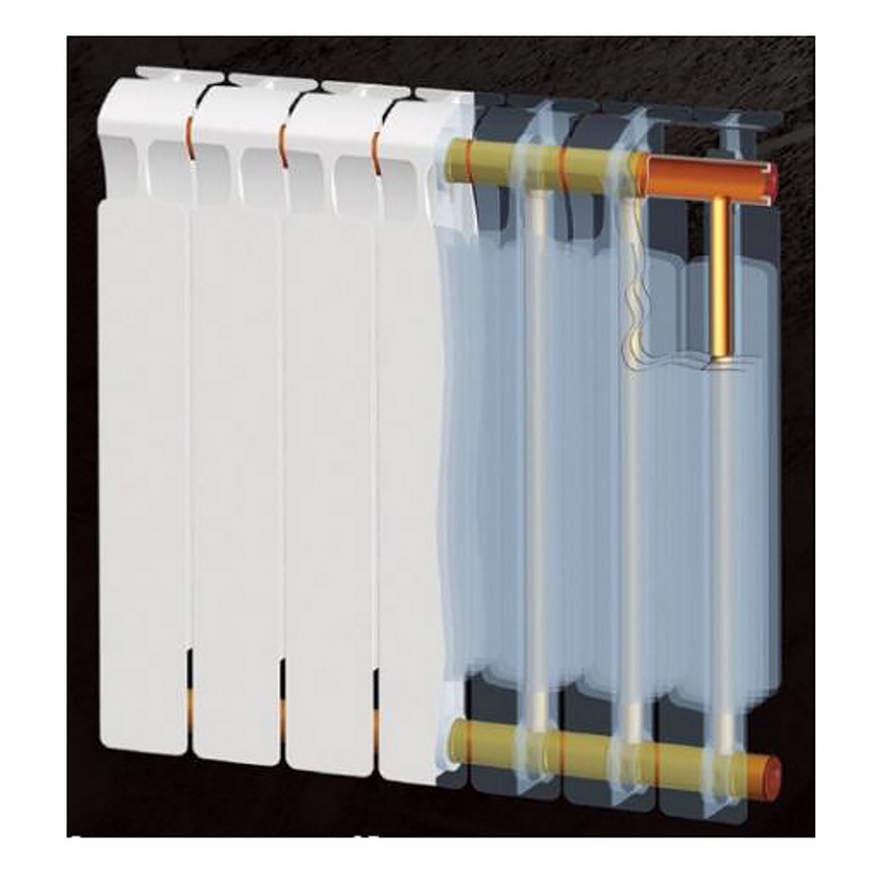 Радиатор биметаллический Rifar Monolit 500/100 12 секций ниж. правое подключение (зам. арт RM50012НП50)  - Вид №5