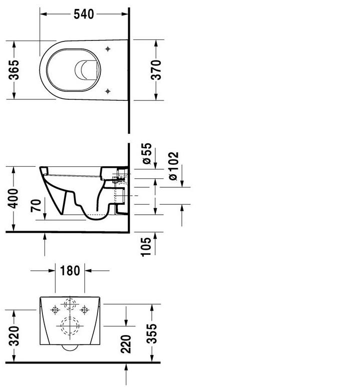 253409 Подвесной унитаз настенный Белый Duravit Starck 2 Германия - Вид №2
