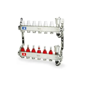 Коллекторная группа для теплого пола RTP 1"х3/4" евроконус 6 выходов нержавеющая сталь