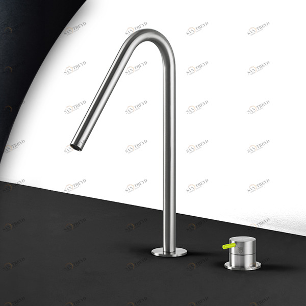 Смеситель для раковины сталь матовая с зеленой ручкой Toki Radomonte TKI31SCIL23