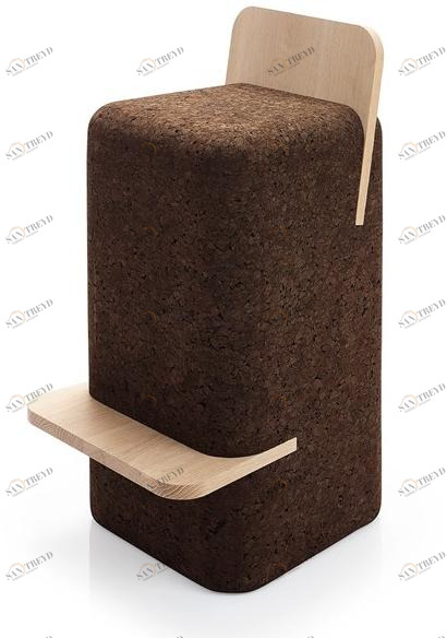 BlackCork Табурет из пробкового дерева со спинкой Cut sun-id-1492956