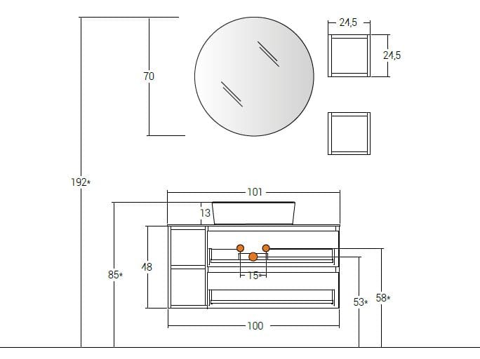 Деревянный подвесной умывальник с ящиками LEGNOBAGNO Экспресс ARCH-00103183 - Вид №3