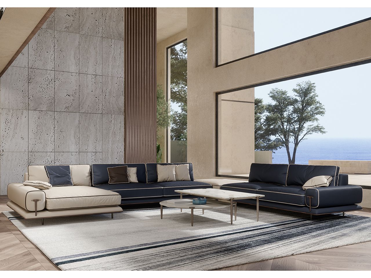 Кожаный модульный угловой диван Turri ARCH-00145432 - Вид №4