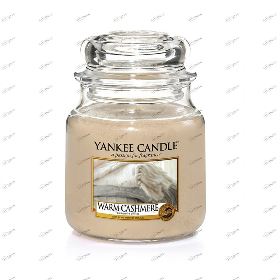 Свеча средняя в стеклянной банке "Тёплый кашемир" Warm Cashmere 411 гр 65-90 часов YANKEE CANDLE  268017 Бежевый 