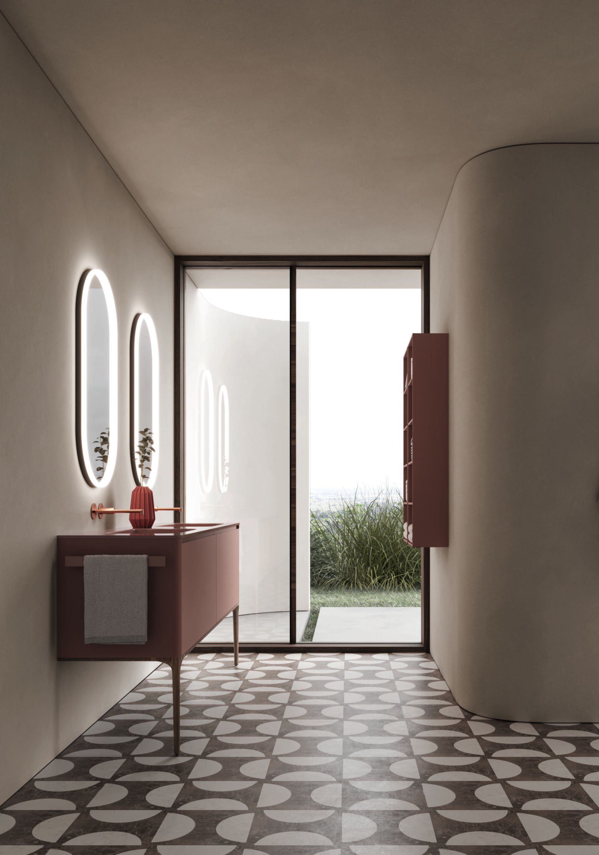 Двойной напольный умывальник с зеркалом Ideagroup Seventy Form ARCH-00140792 - Вид №1