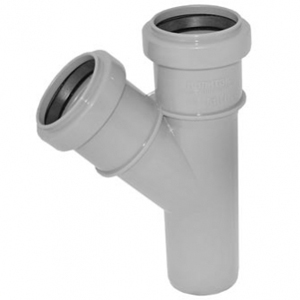 Тройник канализационный ПВХ Д40х40мм 45 градусов Политек 6279 - Вид №1