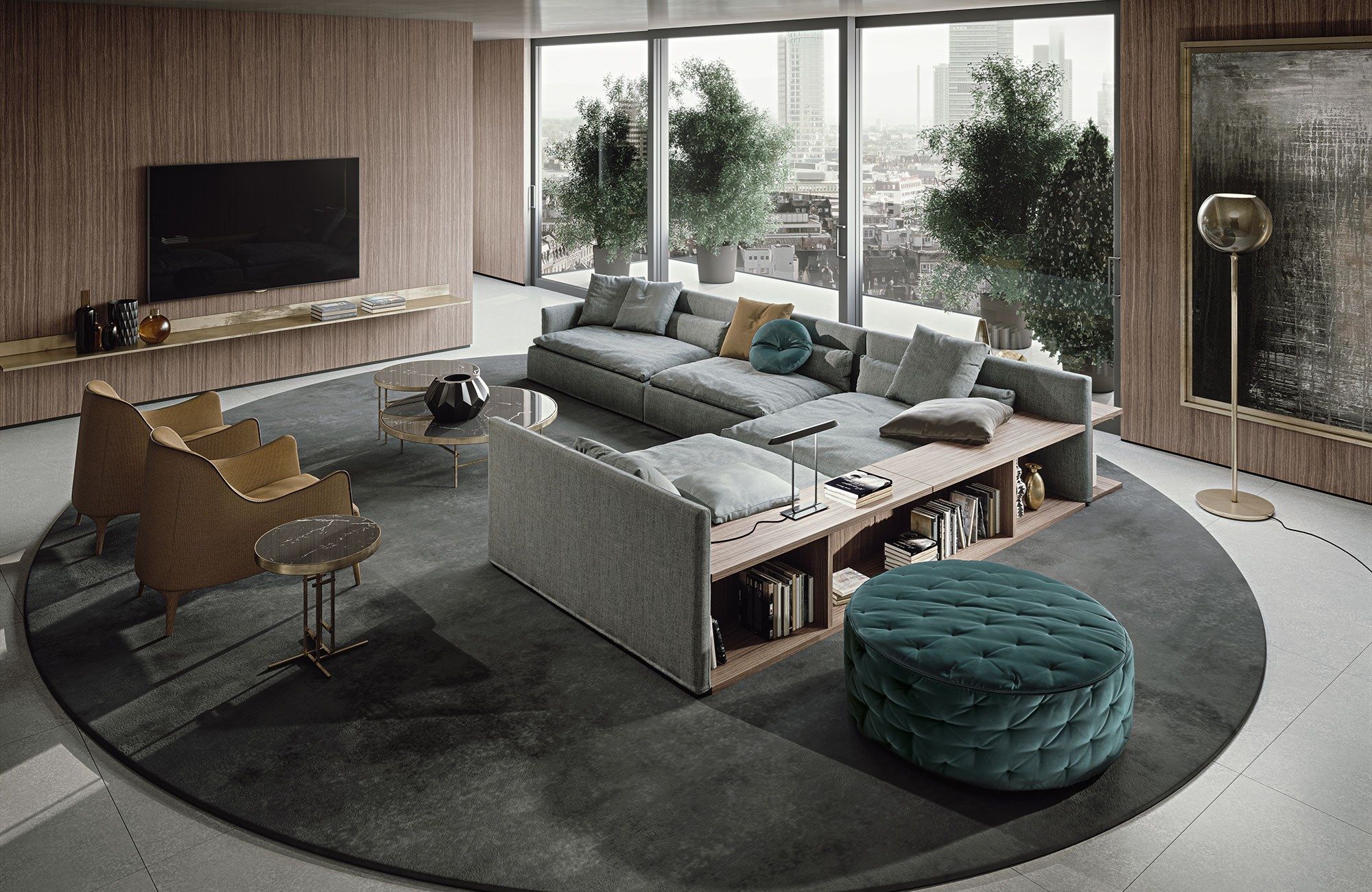 Ткань круглый capitonné пуф Frigerio ARCH-00138180 - Вид №3