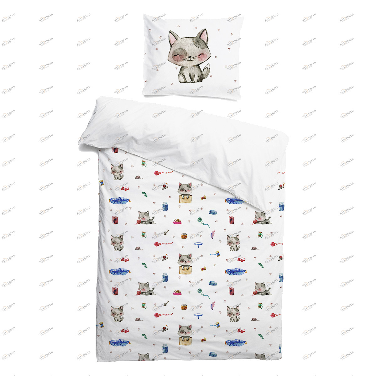 Комплект детского постельного белья "Котята" VAMVIGVAM  282101 Белый;серый Santreyd 