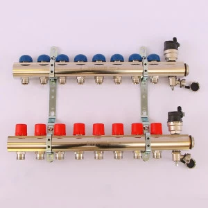 Коллекторная группа TOPWAY с регулировочными и термостатическими вентилями с метрической резьбой EMMETI 1"xM24x19 8 выходов