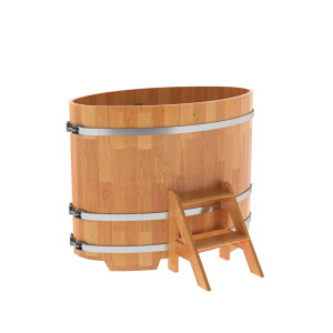 1494 Купель овальная из сращенных ламелей лиственницы 0,80х1,42х1,1 натуральная Alyarus