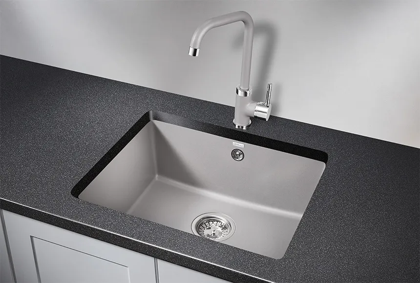 5551, АЛЮМИНИУМ, кухонная мойка, кварц GRANULA 5551-ST205
