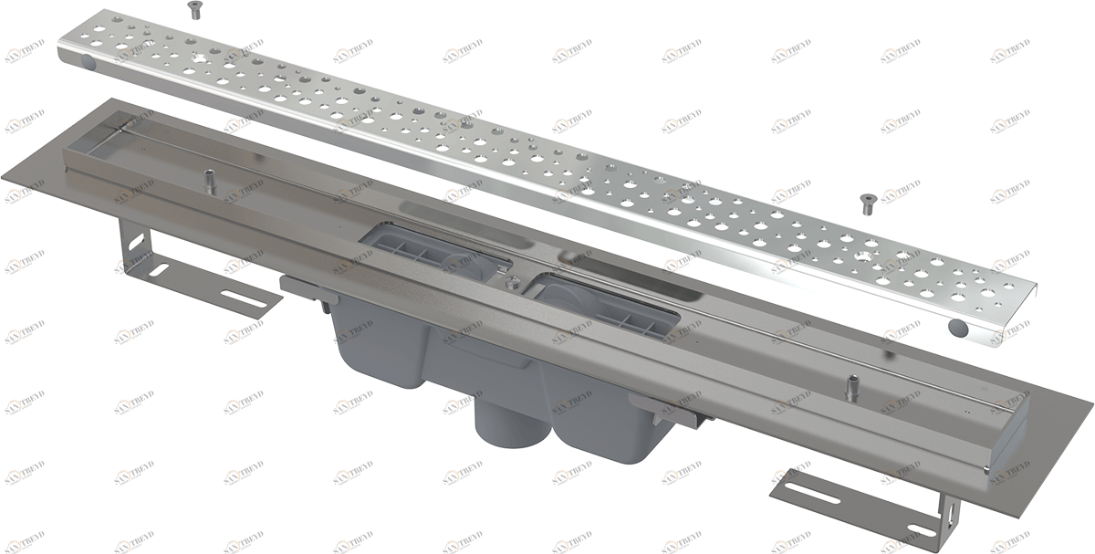 Водоотводящий желоб Antivandal с решеткой, вертикальный сток ALCAPLAST APZ1111