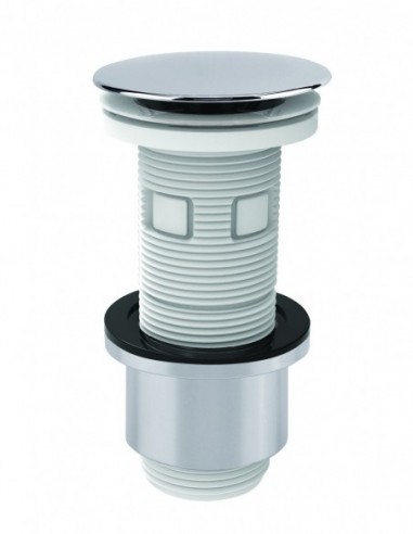 122900 045 00  Универсальный слив для умывальника, фиксированный или цифровой Cut & Click, с переливом или без него, h. 100 мм, хром и белый Valentin Хром  - Вид №1