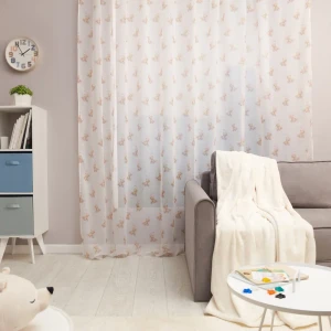 Тюль на ленте Сонный мишка 300x280 см цвет розовый 85375913 STLM-2128207