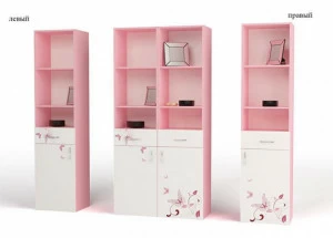 Стеллаж узкий ABC-KING Фея левый розовая