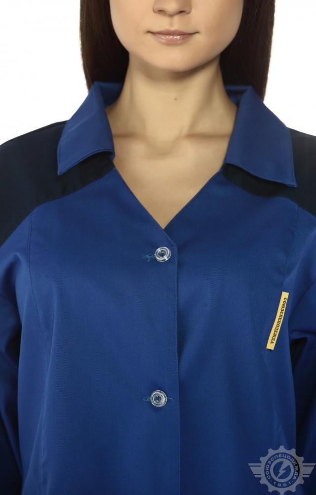 65721 Халат "Мастерица" женский василек с темно-синим  Одежда для обслуживающего персонала  размер 52-54/158-164 Спецодежда  - Вид №8