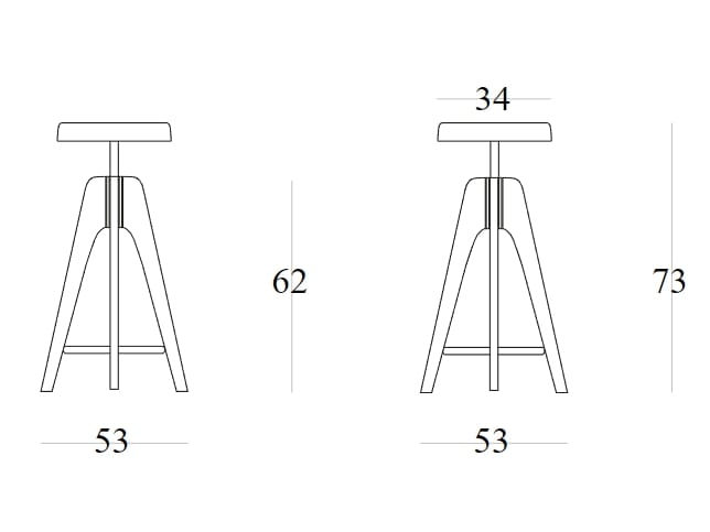 Регулируемая по высоте деревянная табуретка с мягким сиденьем SIPA Tommy ARCH-00150891 - Вид №2
