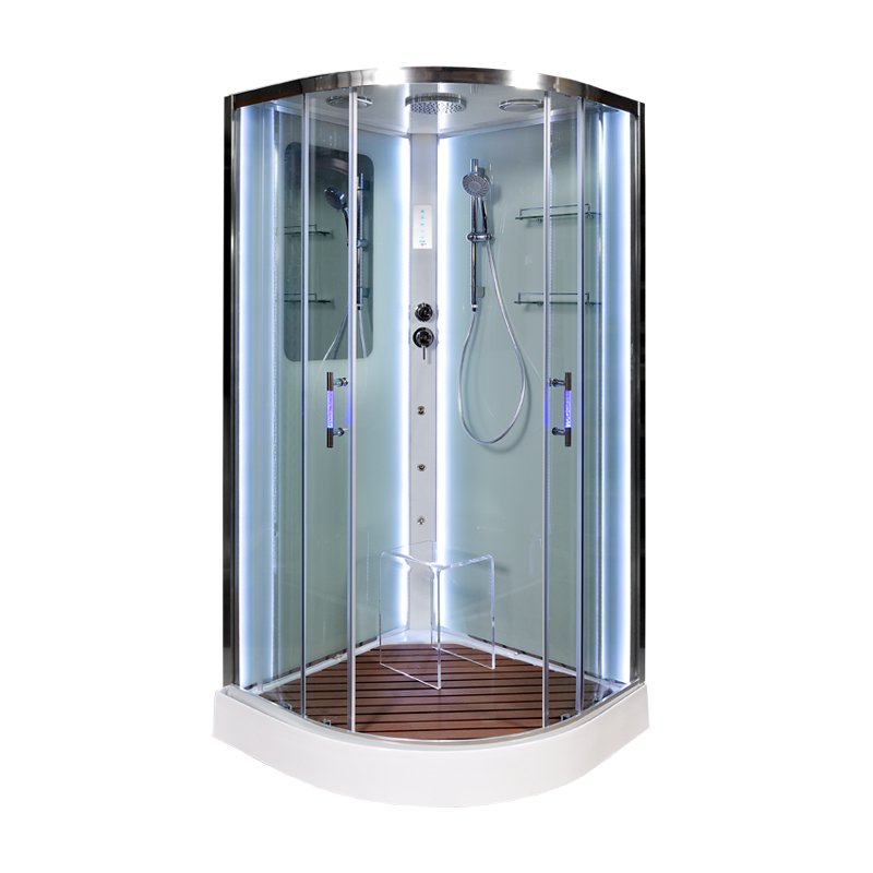 L 890 с гм. и эл. BLACK Душевая кабина DETO Серия L А09 LED и гидромассажем - Вид №12