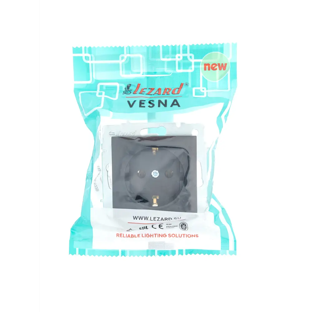 Розетка Lezard Vesna черная встраиваемая с заземлением 87103804 STLM-1566585 - Вид №5