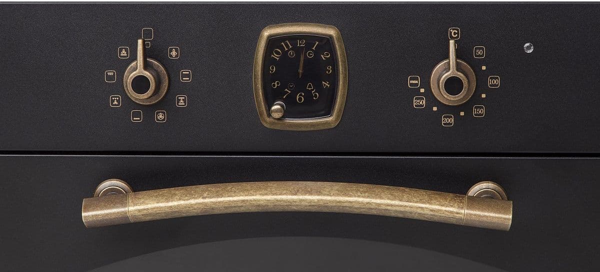 OKB 481 CRN Встраиваемые электрические духовки / retro calabria, 59.8 х 59.5 x 56 см, 8 режимов нагрева, гриль, таймер, телескопические направляющие, черный+бронза Korting Korting Calabria Santreyd  - Вид №1
