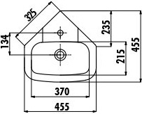 VT145-00CB00E-0000 CORNER Раковина угловая 45*45 Creavit Corner - Вид №1