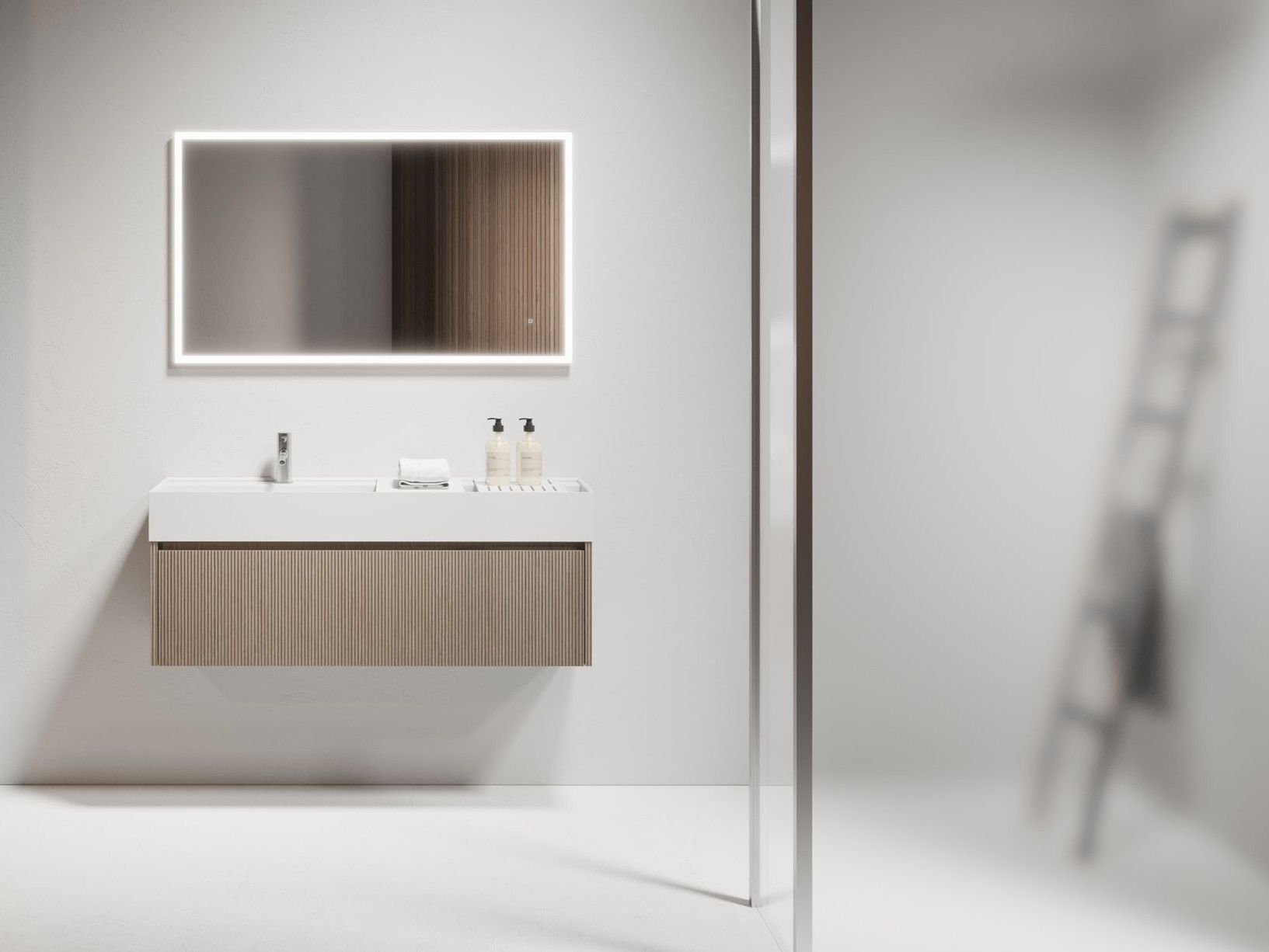 Шкаф для умывальника с выдвижными ящиками со встроенной раковиной Mobiltesino Superluce Millerighe ARCH-00122660