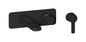 Встроенный в стену смеситель для раковины на 2 отверстия в комплекте с донным клапаном WE ARE IB aa323os_23 Matt Black TAAAC