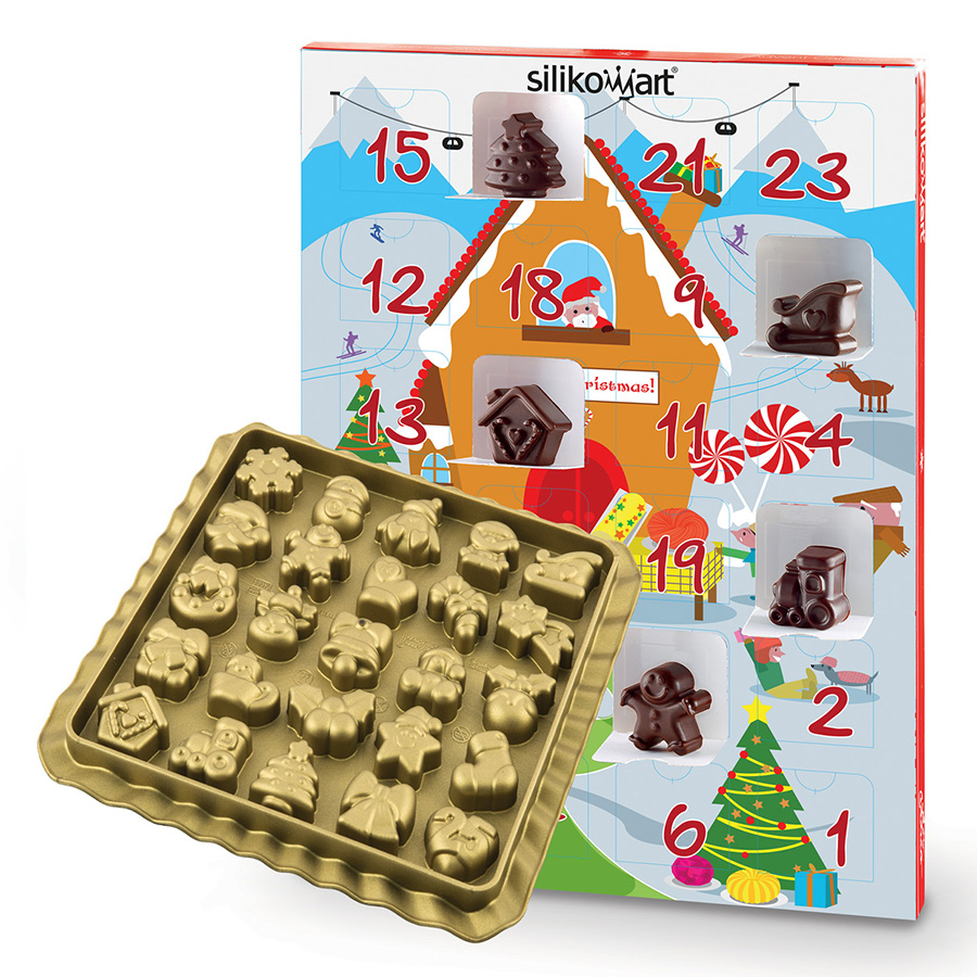 25.741.63.0060 Форма для приготовления конфет xmas countdown, 39 х 23 х 3,5 см, силиконовая Silikomart 